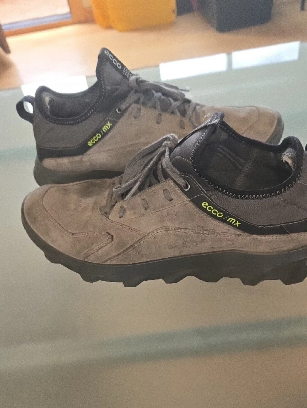 Ecco Men's Taupe Suede Lace-Up Sneakers with Black Trim